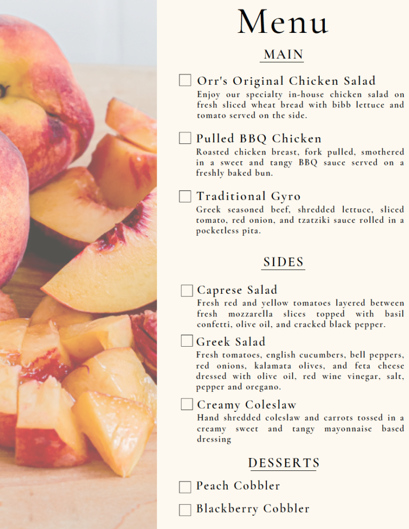 Sample Menu